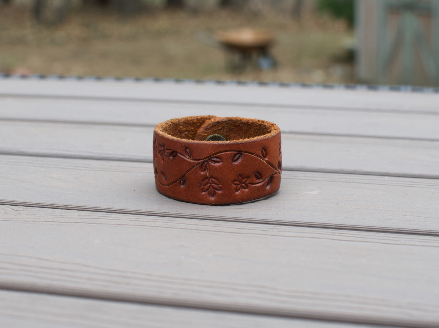 Simple Floral Tooled Bracelet