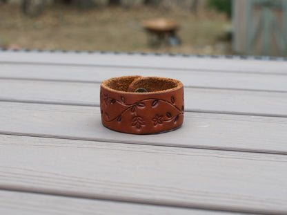 Simple Floral Tooled Bracelet