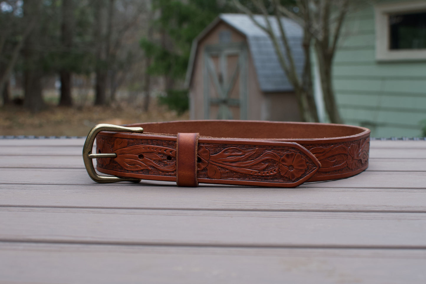 Floral Tooled Belt 38"