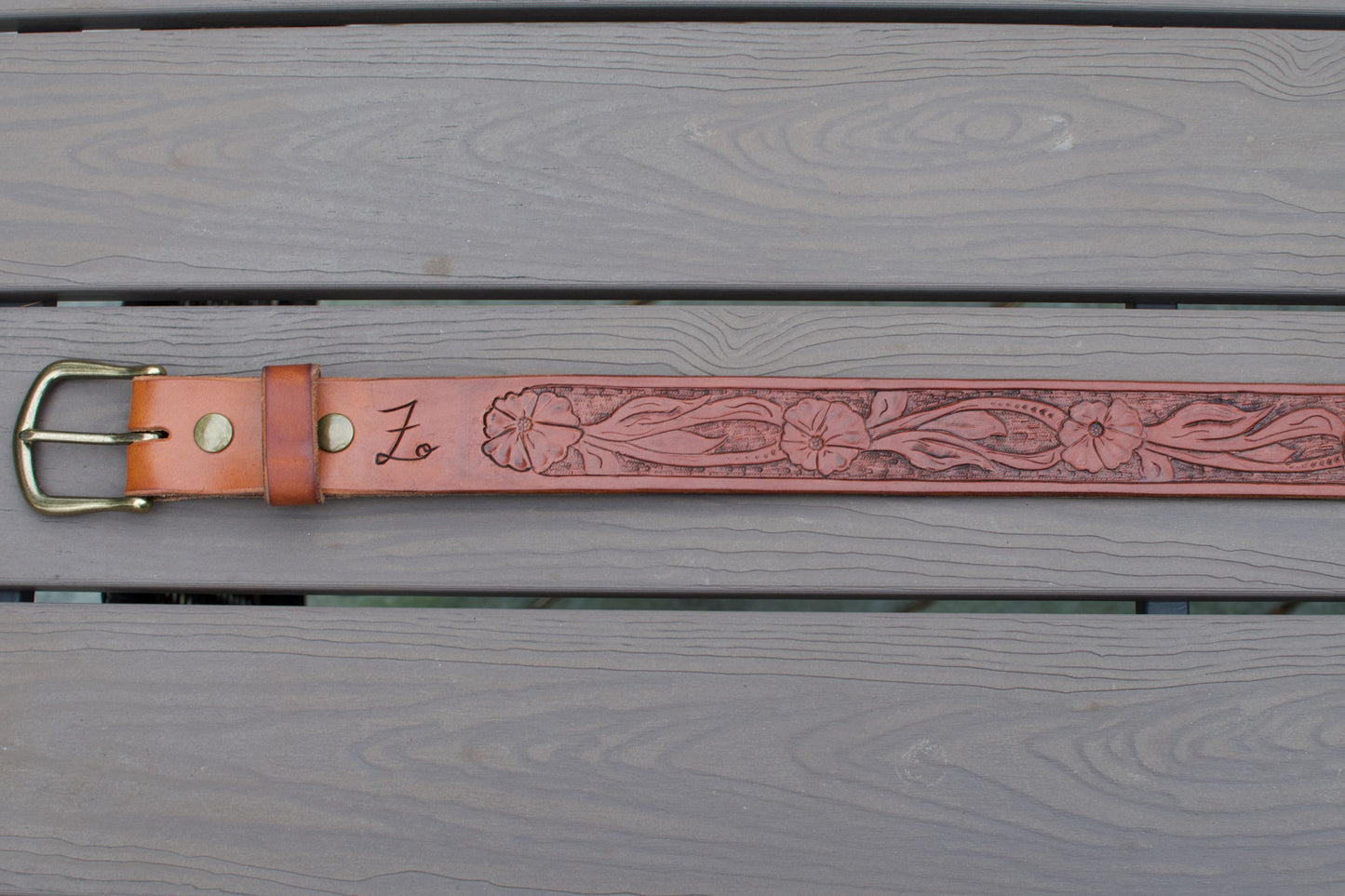 Floral Tooled Belt 38"